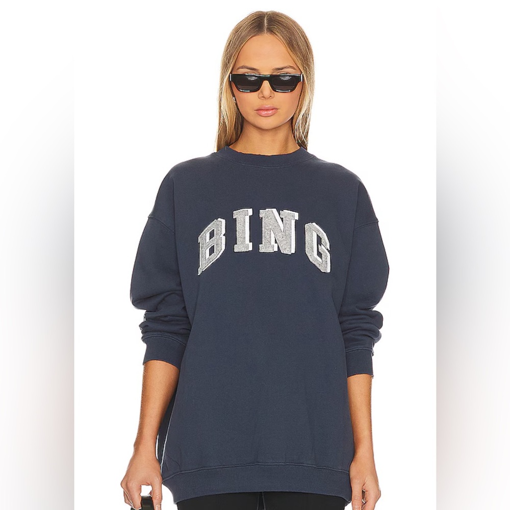 Anine Bing Tyler Sweatshirt in Navy NWT